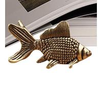 Realistic Brass Carp - Retro Animal Sculpture, Desktop Fish Ornament with Scale Texture, Tiny Statue for, Miniature Wildlife Figurine, Small Fish Statue Office Bookshelf Usage