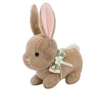Realistic Brown Bunny Plush Toy Stuffed Cartoon Doll - Soft Fluffy Rabbit with Elegant Ribbon Bow, Cute Animal Figure for Kids Room Decoration and Cuddling, Adorable Plush Companion, 30cm