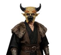 Realistic Bull Mask with Black Horn 3D Animal Ox Demon Monster Face Mask | Polyurethane, Elastic Strap, for Adults, Devil Full Face Mask, Face Cover, Prank Prop, for Halloween, Carnival, Cosplay Party