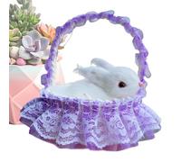 Realistic Bunny | Cute and Realistic Plush Rabbits with Basket, Photo Props, Simulation Animal Model Decoration for Home Living Room