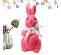 Realistic Bunny Figurine, Flocked Rabbit Decoration, 6 Inches Easter Bunny with Soft Flocking, Velvet Ornament Decor, Holiday Decor with Cute Design, Home Display for Family Friends