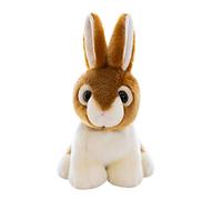 Realistic Bunny Plush Toy Stuffed Cartoon Doll - Soft Brown and White Rabbit Animal Figure with Cute Big Eyes - Fluffy Cuddly Plush for Kids and Room Decoration, 20cm