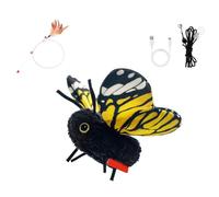 Realistic Butterfly Cat Toy Automatic Electric Flapping Wings Kitten | Interactive Electric Flapping Butterfly Cat Toy Realistic Insect Wings Self Amusing Portable USB Charging Complete Set