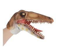 Realistic Cartoon Animal Hand Puppet Soft Rubber Realistic Raptor Dinosaur Head Puppet Crocodile Animal Interactive Doll Toy for Boys Girls (Brown Compsognathus)