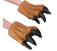 Realistic Cartoon Animal Hand Puppet Soft Rubber Realistic Raptor Dinosaur Head Puppet Crocodile Animal Interactive Doll Toy for Boys Girls (Brown Tiger Claw)