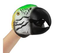 Realistic Cartoon Animal Hand Puppet Soft Rubber Realistic Raptor Dinosaur Head Puppet Crocodile Animal Interactive Doll Toy for Boys Girls (Green Parrot)