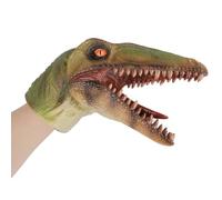 Realistic Cartoon Animal Hand Puppet Soft Rubber Realistic Raptor Dinosaur Head Puppet Crocodile Animal Interactive Doll Toy for Boys Girls (Green Compsognathus)