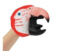 Realistic Cartoon Animal Hand Puppet Soft Rubber Realistic Raptor Dinosaur Head Puppet Crocodile Animal Interactive Doll Toy for Boys Girls (Orange Red Parrot)