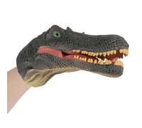Realistic Cartoon Animal Hand Puppet Soft Rubber Realistic Raptor Dinosaur Head Puppet Crocodile Animal Interactive Doll Toy for Boys Girls (Green Spinosaurus)