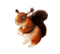 Realistic Cartoon Squirrel Plush Toy Doll - Soft Stuffed Forest Animal with Fluffy Tail, Lifelike Woodland Figure for Kids Room Decoration and Play, Adorable Plush Doll for Boys and Girls, 20cm Brown