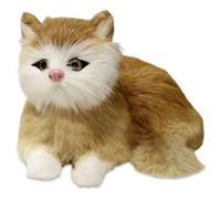 Realistic Cat 6x4x4 Inch Artificial Cute Lying Cat Plush Detailed Educational Fake Kitten Static State Kitten Decor Yellow