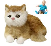 Realistic Cat 6x4x4 Inch Artificial Cute Lying Cat Plush Detailed Educational Fake Kitten Static State Kitten Decor for Home, Hotel, Photography Prop, Yellow