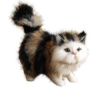 Realistic Cat Cute Standing Cat Plush Simulated Artificial Faux Fur Doll Decorative Detailed Fake Photography Prop, Black + Grey Plush Stuffed Animals Doll