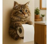 Realistic Cat Paper Holder, 3D Cat Sculpture Loo Roll Holder, Funny Adorable Animal Towel Holders, Funny Toilet Paper Holders for Cat Loo Bathroom Decor for Cats Lovers (A)
