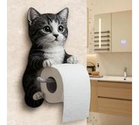 Realistic Cat Paper Holder, 3D Cat Sculpture Loo Roll Holder, Funny Adorable Animal Towel Holders, Funny Toilet Paper Holders for Cat Loo Bathroom Decor for Cats Lovers (G)