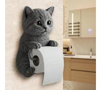 Realistic Cat Paper Holder, 3D Cat Sculpture Loo Roll Holder, Funny Adorable Animal Towel Holders, Funny Toilet Paper Holders for Cat Loo Bathroom Decor for Cats Lovers (E)