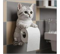 Realistic Cat Paper Holder, 3D Resin Cats Sculpture Toilet Roll Holder for Cat Lovers for Home Bathroom Decor (C)