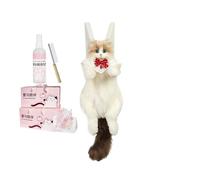 Realistic Cat Shaped Backpack, Stuffed Animal Plush Rucksack, Detachable Strap Soft Toy School Bag, Cute Feline College Work Office Travel Hiking Picnic Bag, Lightweight Durable Animal Backpack For We