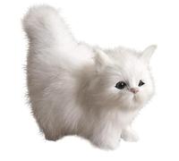 Realistic Cat Stuffed Animal Realistic Cat Standing Cat Plush Simulated Artificial Faux Fur Cat Doll Decorative Detailed Fake Cat Photography Prop,White