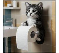 Realistic Cat Toilet Roll Holder, 3D Cat Sculpture Loo Roll Holder, Funny and Adorable Animal Towel Holder, Toilet Paper Holder for Cat Lovers, Home & Bathroom Decor (G)