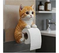 Realistic Cat Toilet Roll Holder, 3D Cat Sculpture Loo Roll Holder, Funny and Adorable Animal Towel Holder, Toilet Paper Holder for Cat Lovers, Home & Bathroom Decor (E)