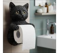 Realistic Cat Toilet Roll Holder, 3D Cat Sculpture Loo Roll Holder, Funny and Adorable Animal Towel Holder, Toilet Paper Holder for Cat Lovers, Home & Bathroom Decor (H)