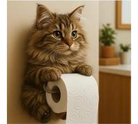 Realistic Cat Toilet Roll Holder, 3D Cat Sculpture Loo Roll Holder, Funny and Adorable Animal Towel Holder, Toilet Paper Holder for Cat Lovers, Home & Bathroom Decor (B)