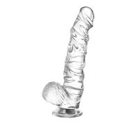 Realistic Clear Dildo,7 Inch XL G Spot Dildo with Small Glans,Soft Beginner Dildos with Strong Suction Cup for Hands-Free Play Tapered Dildos Adult Sex Toys for Women Men Couple (M)