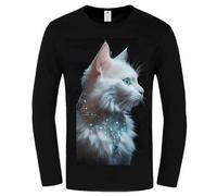 Realistic Cute Cat 3D Print Women's Men's Long Sleeve T-Shirt Trend Cool Fall Pullover O-Neck Tops Streetwear
