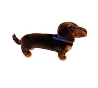 Realistic Dachshund Plush Toy With Collar - 16.9 Inch Soft Sausage Dog Stuffed Animal | Cuddly Wiener Dog For Kids And Adults | Decorative Pillow For Nursery Bedroom Sofa Car