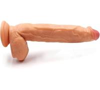 Realistic Dildo 12 Inch Body-Safe Material Lifelike Huge Penis with Strong Suction Cup for Hands-Free Play, Flexible Cock Adult Sex Toys for Women (Flesh)