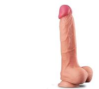 Realistic Dildo 9.5 Inch Silicone Dildo Soft Large Dildos for Women with Strong Suction Cup for Hands-Free, Flexible Lifelike Dual Density Penis with Curved Shaft for Women's Big Toys Adult