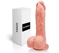 Realistic Dildo for Beginners Lifelike Huge Dildo, with Strong Suction Cup for Hands-Free Play, Realistic Penis for G-Spot Stimulation Dildos Anal Sex Toys for Women and Couple 7.8" (Flesh)