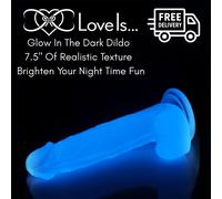 Realistic Dildo Glow In The Dark | 7.5" Texture Soft Flexible | Blue Lumino Play