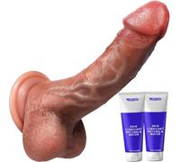 Realistic Dildo Sex Toys - 8 Inch Thick & Firm Flexible Anal Dildo with Stronger Suction Cup & Big Balls, Soft Liquid Silicone Huge Dildos for G Spot, Adult Sex Toys for Men, Women & Couples Tovs