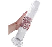 Realistic Dildo,Soft Jelly Transparent Dildo with Strong Suction Cup,Silicone Penis Replica Anal Dildo Large Size Anal Sex Toys for Women, Men (Transparent XL)