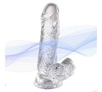 Realistic Dildos Feels Like Skin, Clear Dildo with Suction Cup for Hands-Free Play, Body-Safe Material and Adult Sex Toys for Women (Transparent, 7.9In*1.7in)