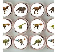 Realistic Dinosaur Edible Cupcake Toppers - Jurassic Prehistoric Cake Decorations - 48 x 3cm/1.18 Inch Discs (PRECUT)