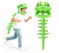 Realistic Dinosaur Skeleton Costume, Green Plush Dinosaur Skeleton Clothing, Portable Generic Dino Costume for Children, Adults, Theme Parties, Dinosaur Costume for All Types of Festivals and Parties