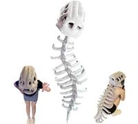 Realistic Dinosaur Skeleton Costume Set for Adults and Kids Cosplay Lightweight Dinosaur Fossil Jumpsuit with Headpiece and Spine for Fancy Dress Parties