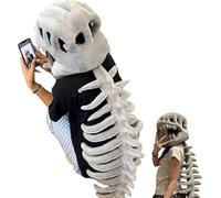 Realistic Dinosaur Skeleton Costume Set for Adults and Kids Halloween Cosplay Lightweight Dinosaur Fossil Jumpsuit with Headpiece and Spine for Fancy Dress Parties