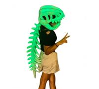 Realistic Dinosaur Skeleton Costume Set, Halloween Dinosaur Fossil Monster Skeleton Mask, Horror Plush Accessory Skeleton Accessories (Luminous Edition)