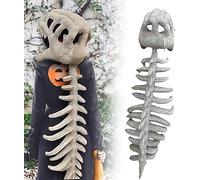 Realistic Dinosaur Skeleton Costume Set - Plush Fossil Jumpsuit with 3D Skull Mask & Spines, Halloween Cosplay Outfit for Adults & Kids (Adult models)