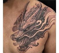 Realistic Dragon Herbal Temporary Tattoo Stickers For The Chest, Semi-permanent, Non-reflective, Waterproof, Lasts For Two Weeks, Fake Tattoos(2pcs)