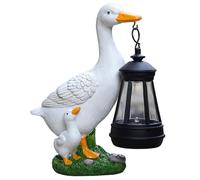 Realistic Duck Statue with Solar Lantern, Weatherproof Garden Decor Mother and Kid Ducks, Resin Solar Light for Lawn Yard Outdoor Decoration