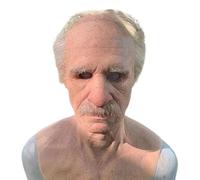 Realistic Face , Scary Human Latex , Costume Accessories with White Hair and Beard for Party Cosplay Stage Show Festival Celebration Family Meeting Performance