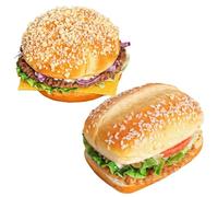 Realistic Fake Food - Artificial Hamburger Props - Set of 2 Realistic Food Models - Perfect for Photography, Art Projects, and Display Soft PU Material - 6.7 x 2.6 x 3.0 Inches