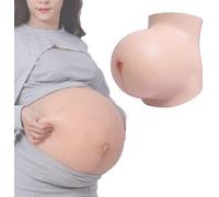 Realistic Fake Pregnant Belly for 3-10 Months, Silicone Twin Pregnancy Bump, Lightweight Cotton Filling Maternity Prop(Color#01,L(8-10 Month))