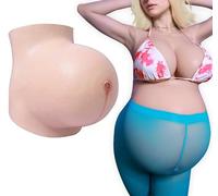 Realistic Fake Twins Pregnant Belly, Silicone Pregnancy Belly 3-10 Months for Cosplay Actor Prop costume (Color#03, L/8-10 month)