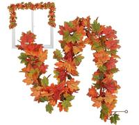 Realistic Fall Leaves Garland - Farmhouse Maple Leaves Rattan Ornament | Hangable Fall Garland Maple Leaves, for Home Wedding Fireplace Party Christmas